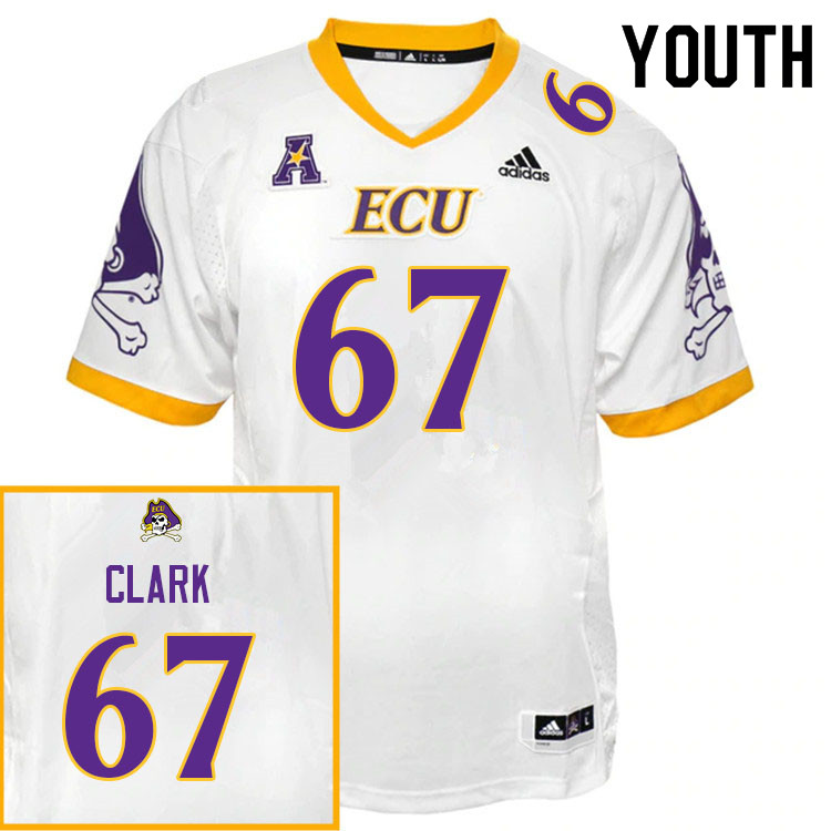 Youth #67 Canaan Clark ECU Pirates College Football Jerseys Sale-White